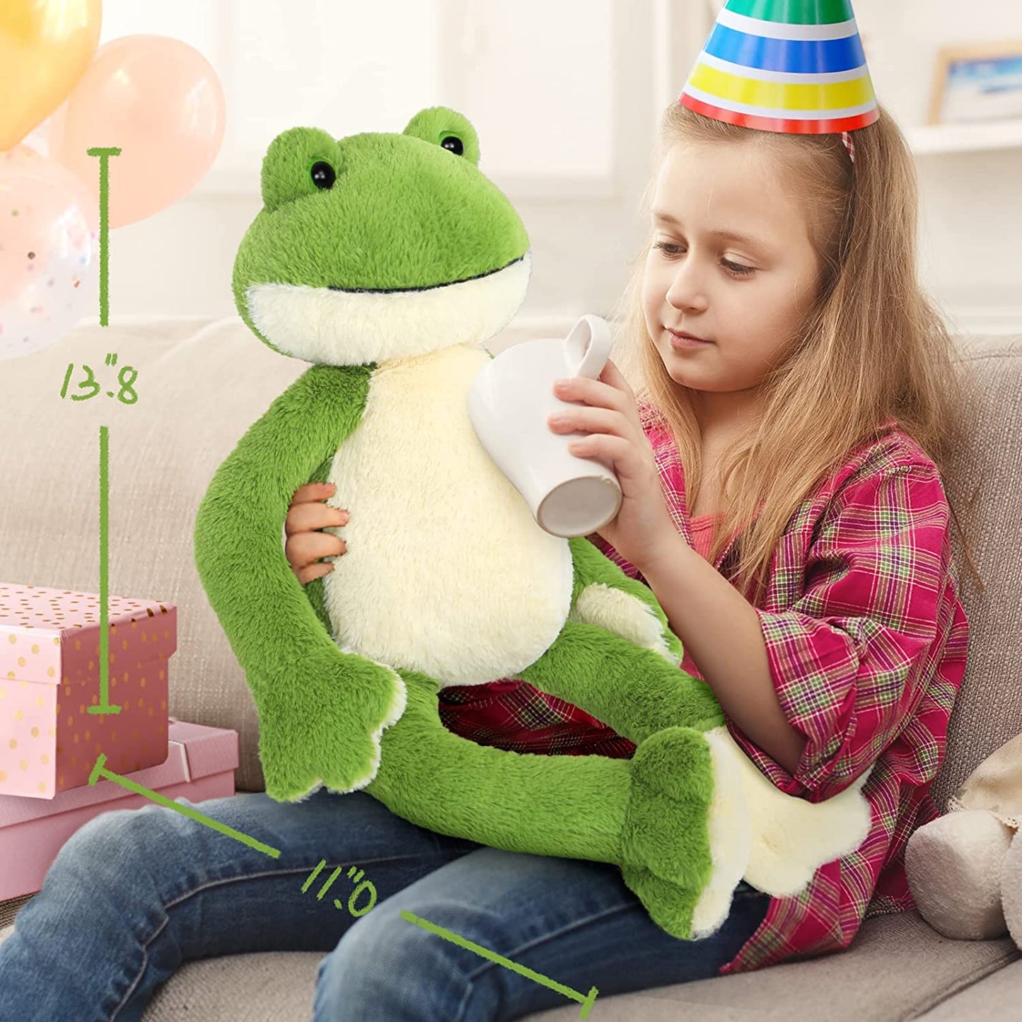 Realistic Frog Stuffed Animals - Big Green Frog Plush Toys 24 Inches - Cute Cartoon Frog Plush Pillows for Kids - MorisMos Stuffed Animals - Christmas/Birthday/Valentine's Day/Baby Shower Gift Choice