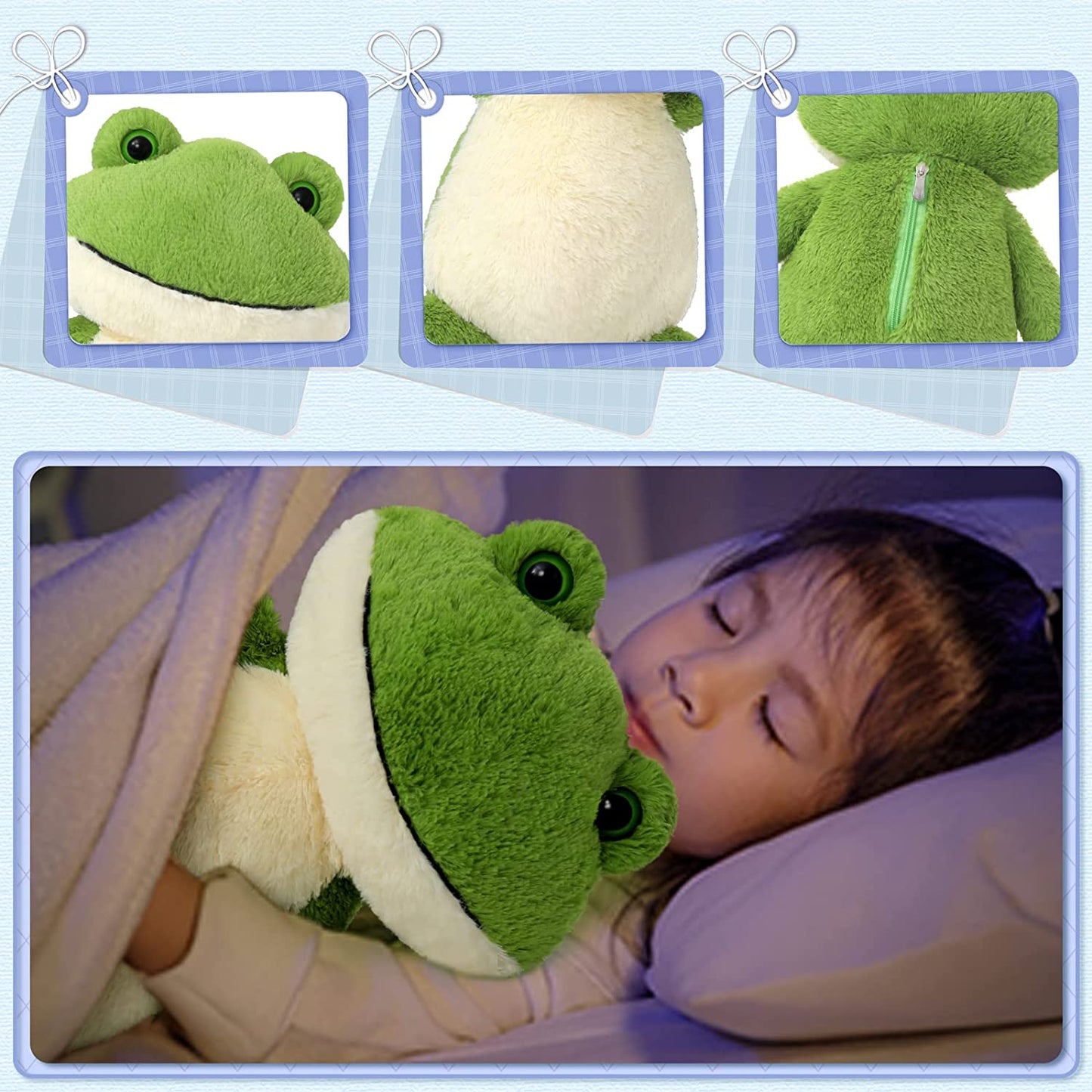 Realistic Frog Stuffed Animals - Big Green Frog Plush Toys 24 Inches - Cute Cartoon Frog Plush Pillows for Kids - MorisMos Stuffed Animals - Christmas/Birthday/Valentine's Day/Baby Shower Gift Choice